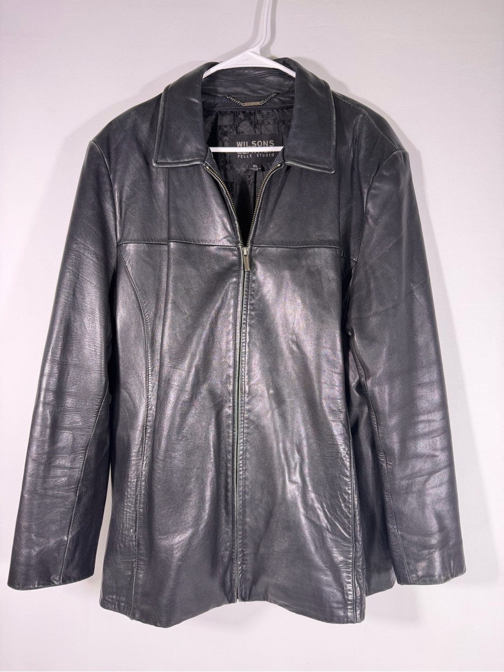 Wilsons Leather Pelle Studio Black Leather Jacket Vintage Y2K XL